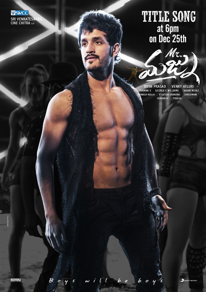 akhil,8 pack still,title song,release,christmas  క్రిస్మస్ కానుకగా ‘మిస్టర్ మజ్ను’ సర్‌ప్రైజ్