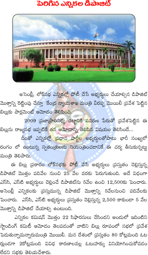 parlement,veerappa moily,election candidate deposit  parlement, veerappa moily, election candidate deposit