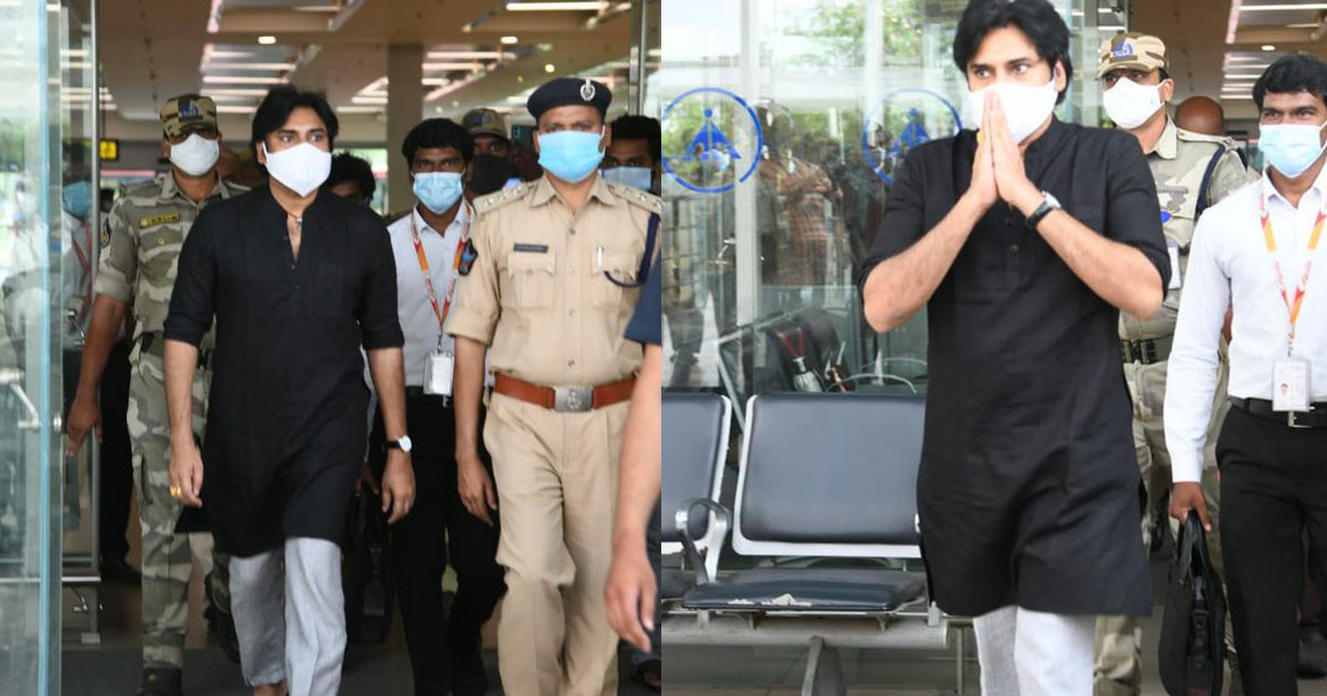 pawan kalyan,pawan kalyan at gannavaram airport,pawan kalyan new look,pawan kalyanlatest clicks,pawan kalyan slim look  స్లిమ్ లుక్ లో పవన్ కళ్యాణ్ 