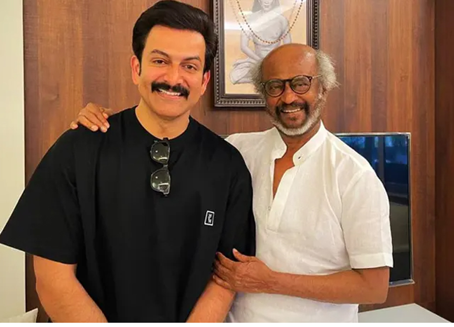 rajinikanth  రజిని తో పృథ్వీ రాజ్ ఫ్యాన్ బాయ్ మూమెంట్  