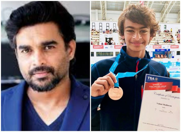 r. madhavan,son,vedant,swimming,bronze,india  పుత్రోత్సాహంలో విలక్షణ నటుడు...!