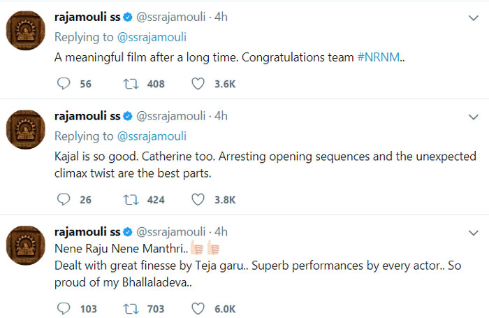 ss rajamouli,nene raju nene mantri,tweet,rana daggubati  రాజమౌళి ట్వీటాడు..ఇక ఈ సినిమా దంచుడే!