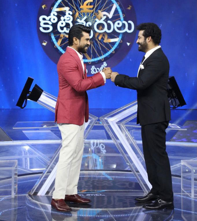 evaru meelo koteeswarudu show,ntr,ram charan,komaram bheem,alluri seetaramaraju,rrr movie  బుల్లితెరమీద అదరగొట్టేసిన రామ్ - భీం 