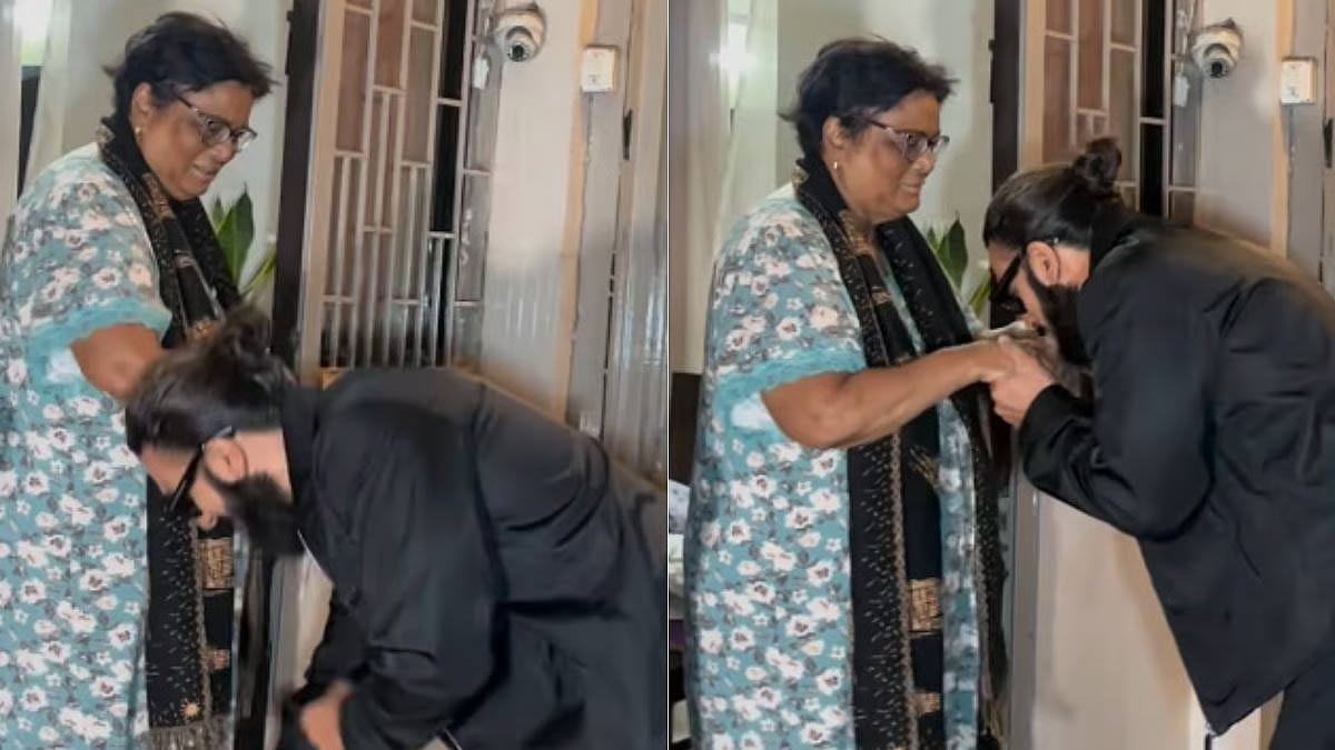 ranveer singh   అభిమాని పాదాలు మొక్కిన స్టార్ హీరో 