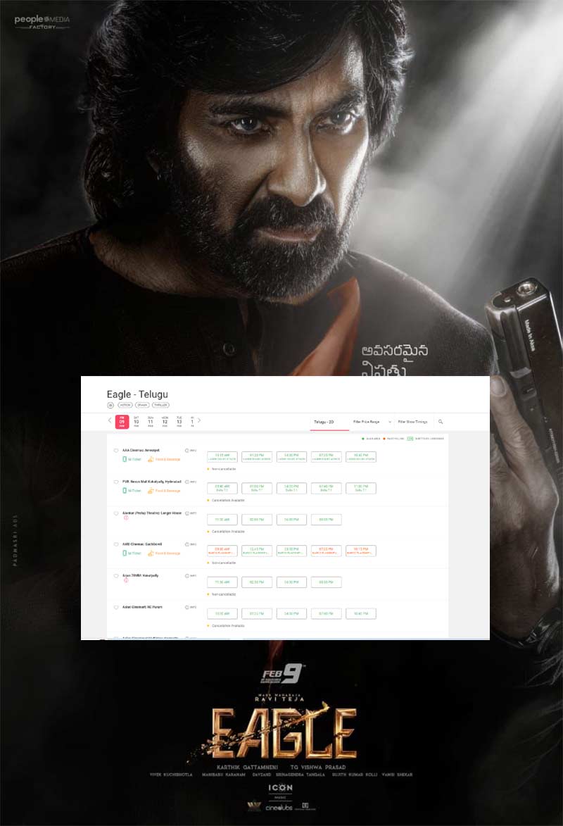 ravi teja,eagle  నీరసంగా రవితేజ ఈగల్ బుకింగ్స్