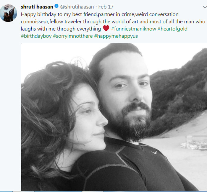 shruthi haasan,michael corsale,boy friend,birthday,social media  మొత్తానికి శృతి హాసన్ ఒప్పేసుకుంది..!