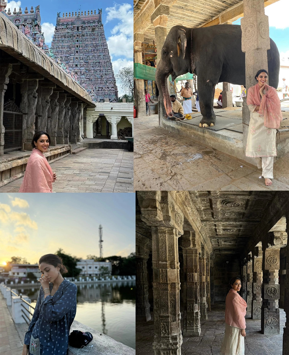 sobhita  కుంభకోణం టెంపుల్ లో అక్కినేని వారి కోడలు 