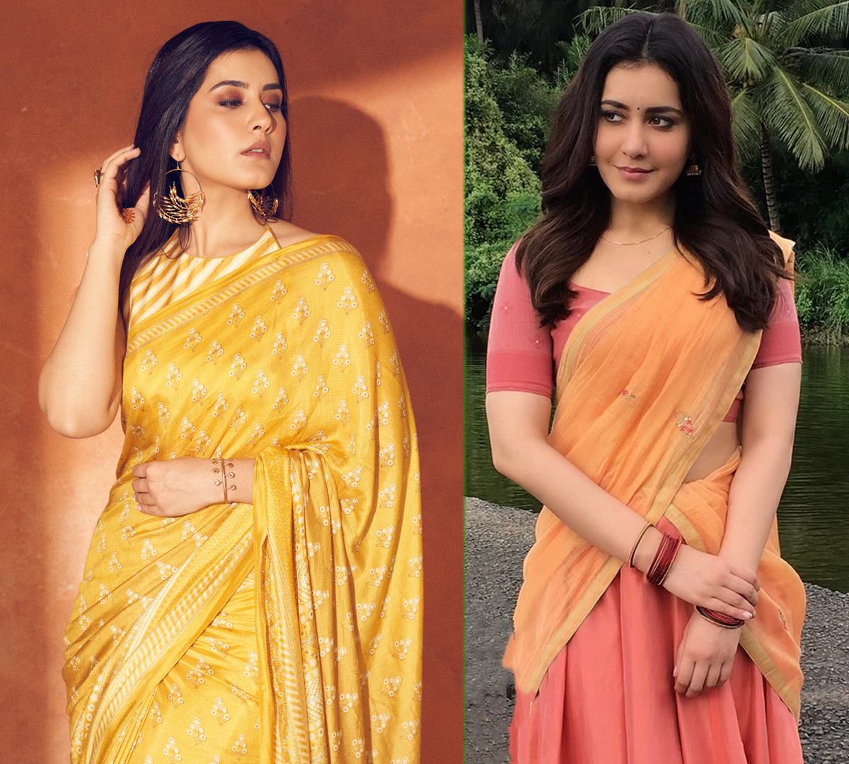 raashi khanna,raashi khanna saree look,traditional look,elegant vintage look  ఆమె కోరికను ఎవరైనా తీర్చండి బాబు!