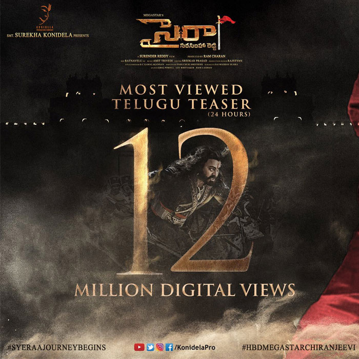 chiranjeevi,ram charan,sye raa,sye raa narasimhareddy teaser  వ్యూస్‌లో 'బాహుబలి'ని బీట్‌ చేసిందా..?