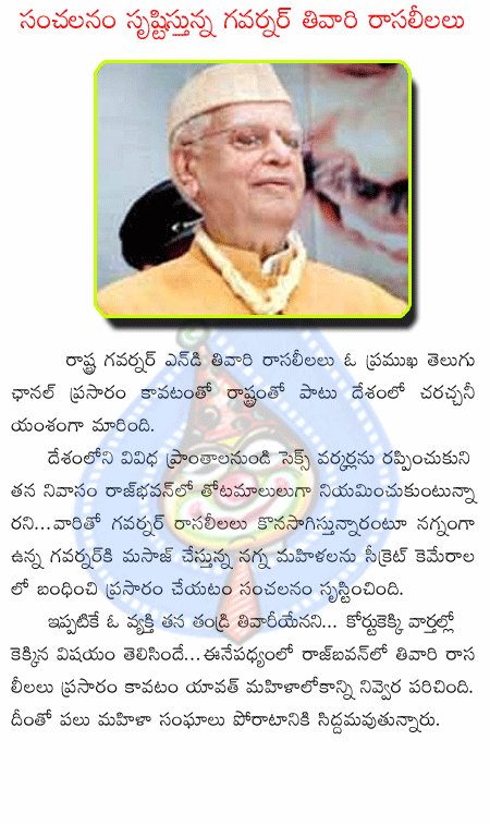 tiwari,governor,andhra jyothi,tv channel,secret cameras.  tiwari, governor, andhra jyothi, tv channel, secret cameras.